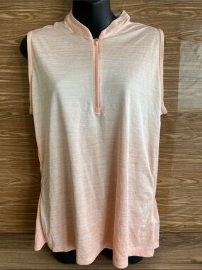 NWT adidas Peach Heather Sleeveless Zip Polo Top SIZE XL
